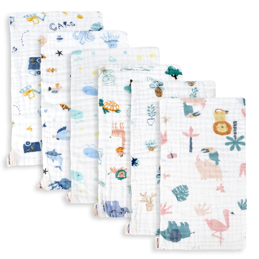 Muslin Baby Burp Cloths 6 Pack Large 20''x10'' 100% Cotton Burp Rags Absorbent and Soft 6 Layers Muslin Cloth Baby