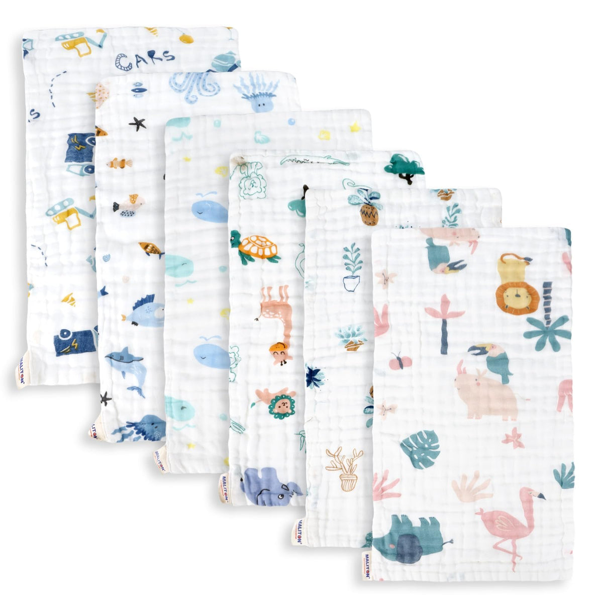 Muslin Baby Burp Cloths 6 Pack Large 20''x10'' 100% Cotton Burp Rags Absorbent and Soft 6 Layers Muslin Cloth Baby