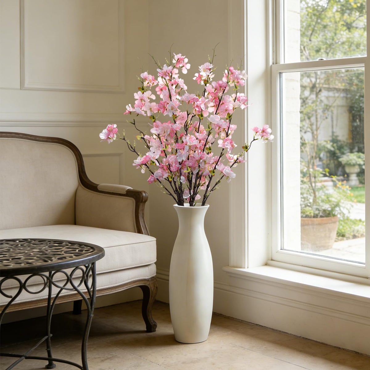 3 Pcs Artificial Cherry Blossom Branches 41 Inch, Faux Flowers Cherry Blossom Stems Spring Decorations, Real Touch