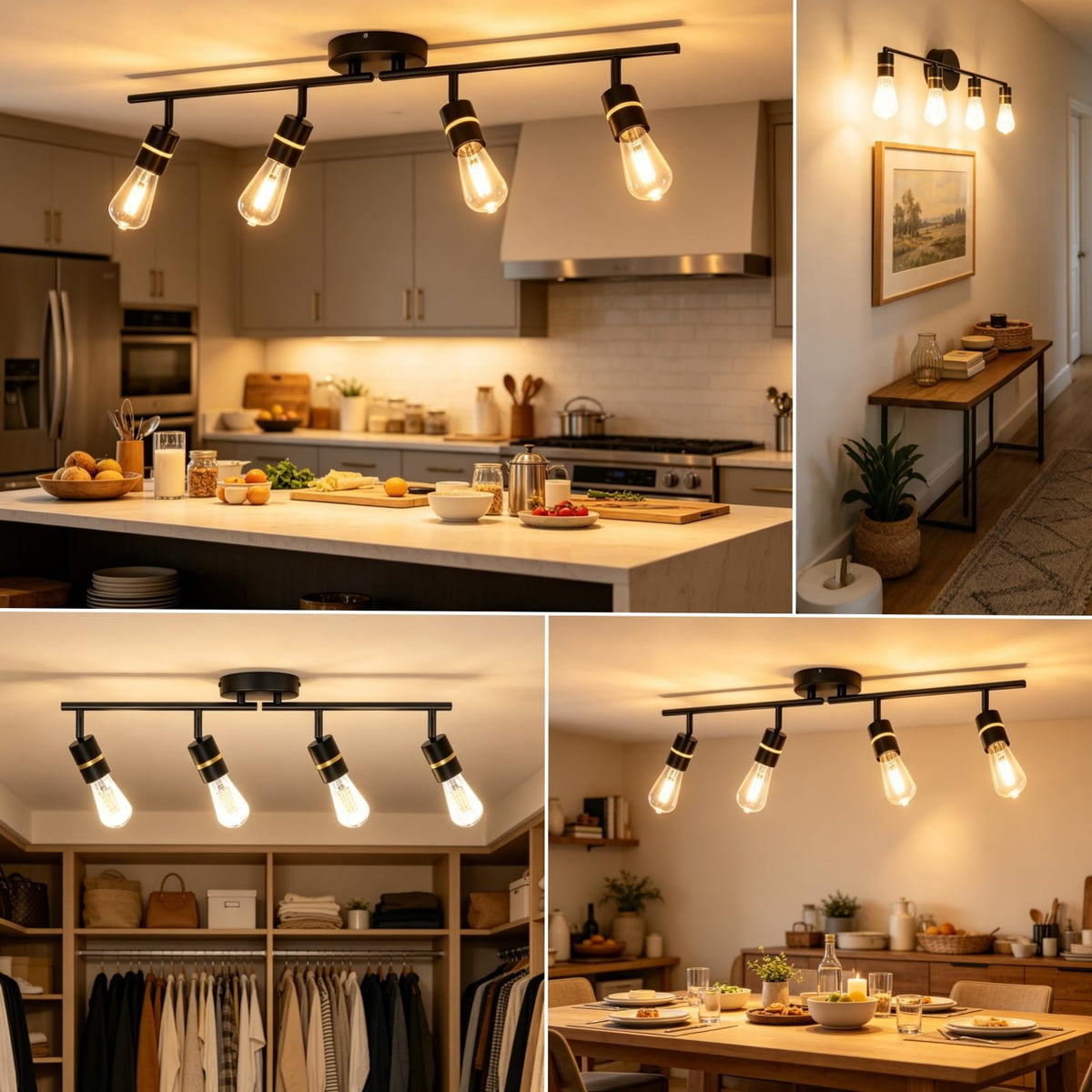 Track Lighting, Rotatable Ceiling Spotlight, Black Gold, E26