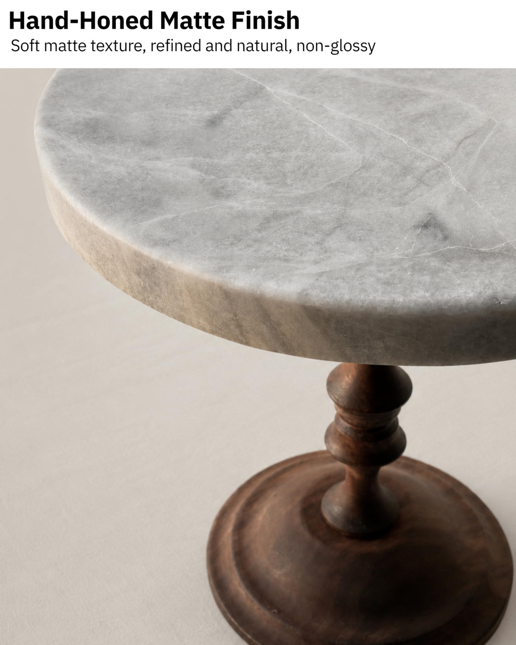 Stone Natural Marble & Walnut Pedestal Tray, Round Riser, 5.9