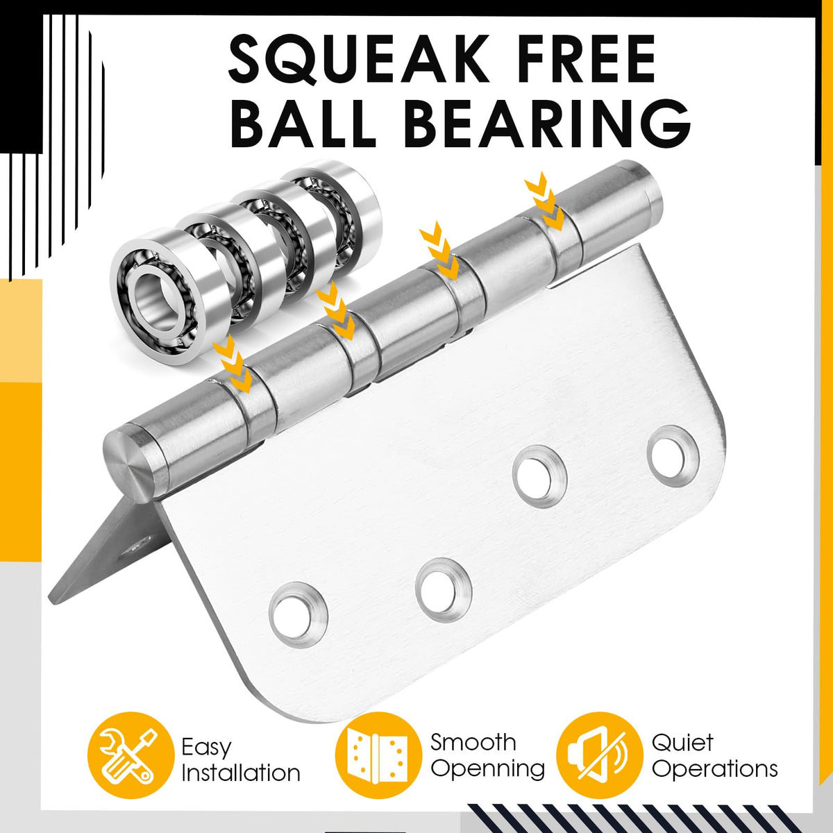 Stainless Steel Door Hinges Ball Bearing Heavy Duty 3 Pack