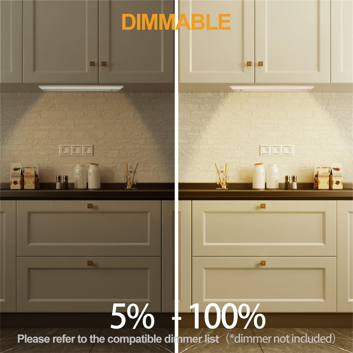 Of Under Cabinet Lighting Hardwired, 24in 18W 1237LM Dimmable Led Light /Closet, CRI 92+, R9 90+, 5 Color