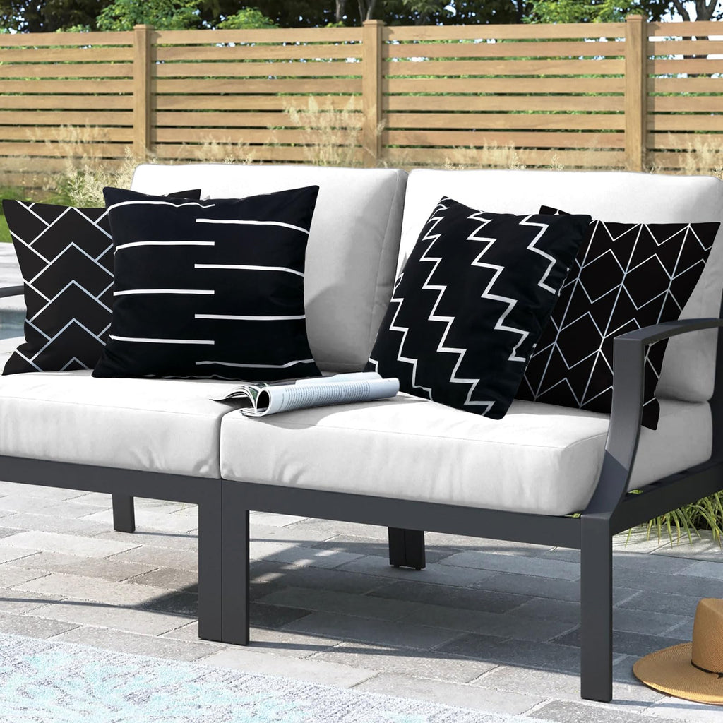 Set of 4 Outdoor Waterproof Pillow Covers 18x18 Black