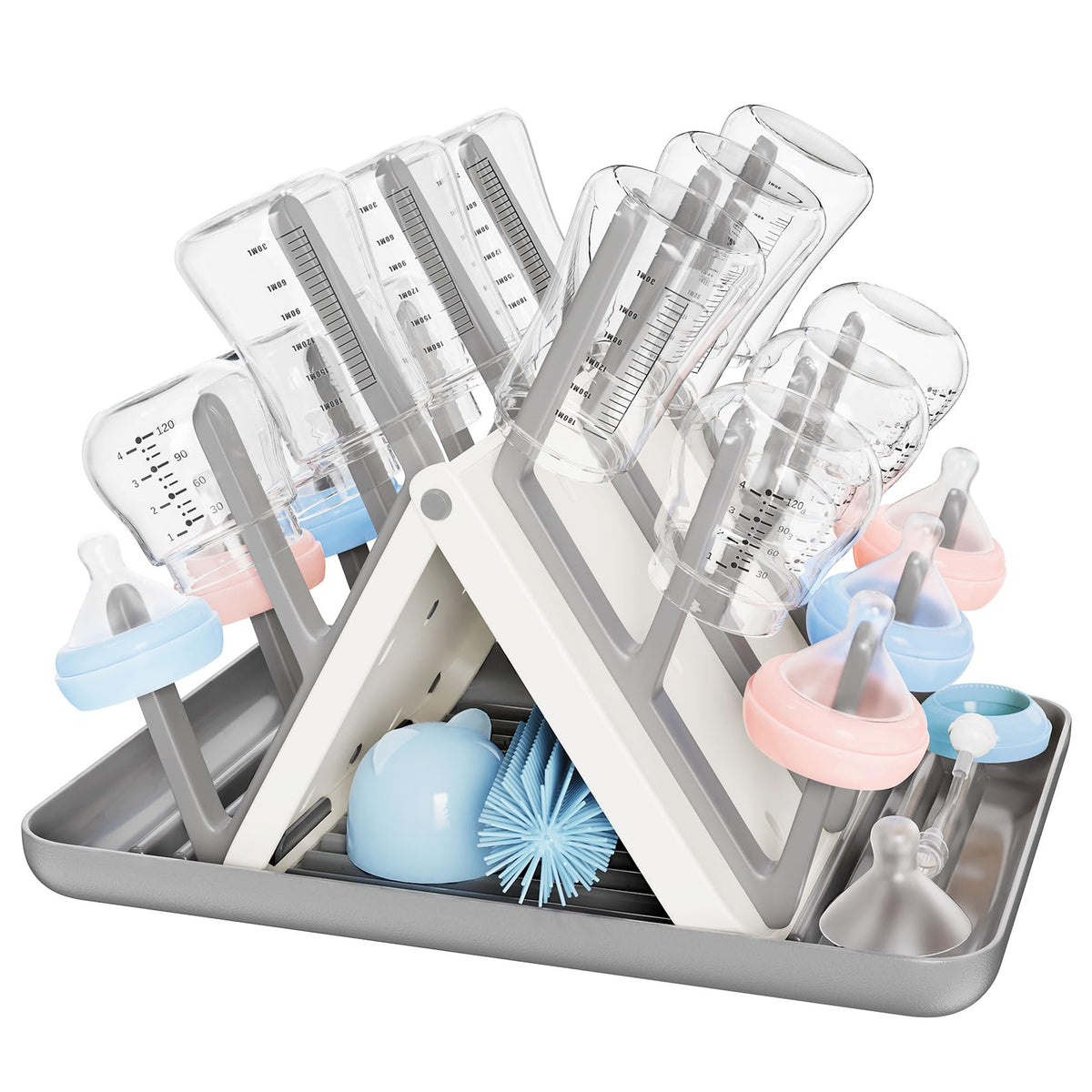 Large Baby Bottle Drying Rack, Space Saving Countertop Holder Organizer