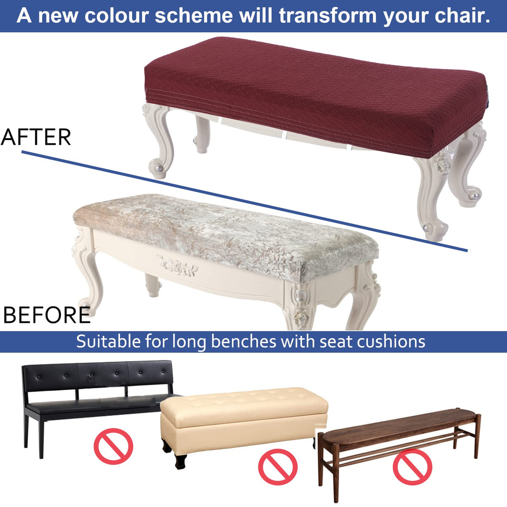 Luxury Shoe Bench Cover, (36.5"- 48") L x (13.8"- 18") W Stretch Jacquard Washable Rectangle Long Dining Bench