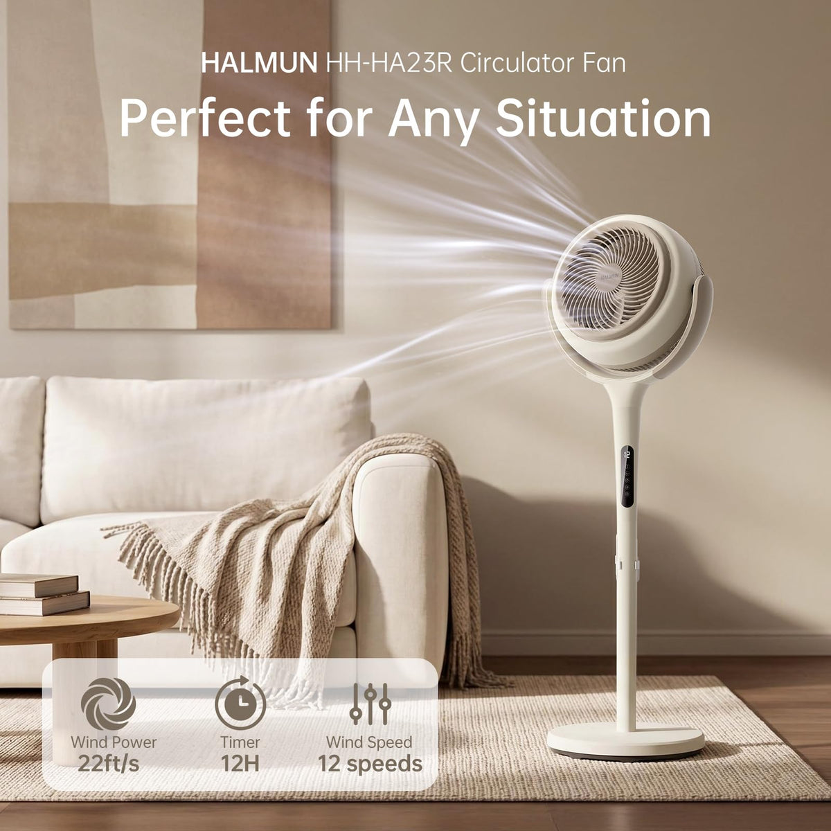 Standing Fan , 1100CFM Pedestal Fans Oscillating with Remote and Night Light, 3 Modes Floor Fan with DC Motor, 25dB