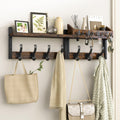 29" Coat Rack Wall Mount with Shelf, Rustic Brown