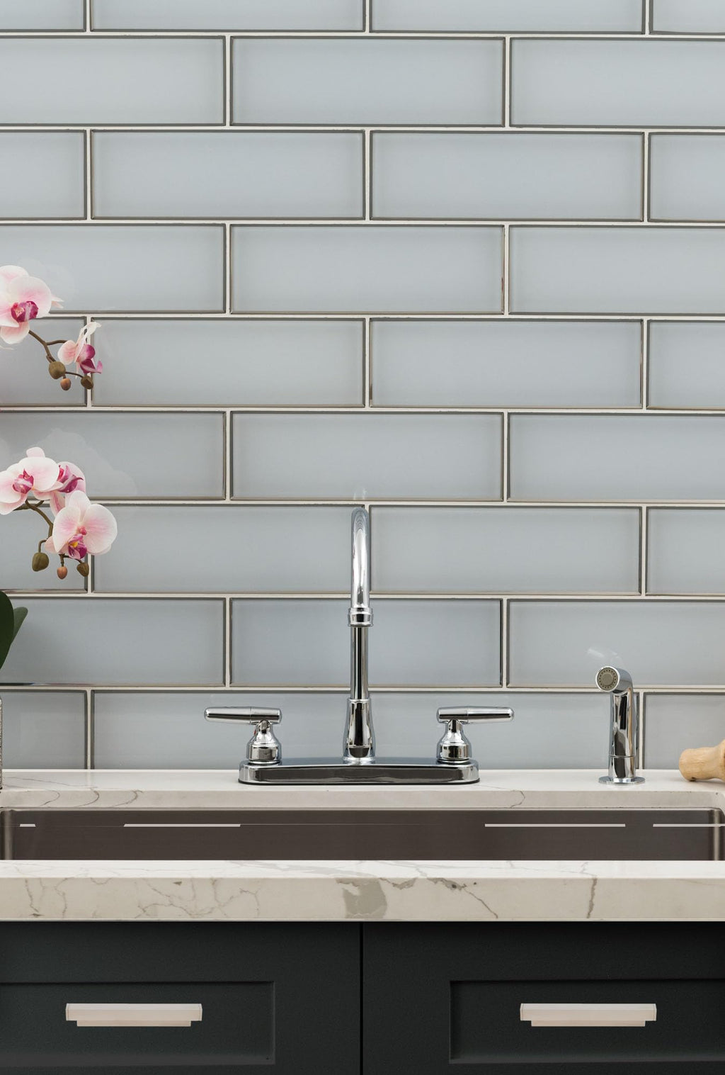 Beveled Glass Subway Tile | Ice Bevel | 4" x 12"