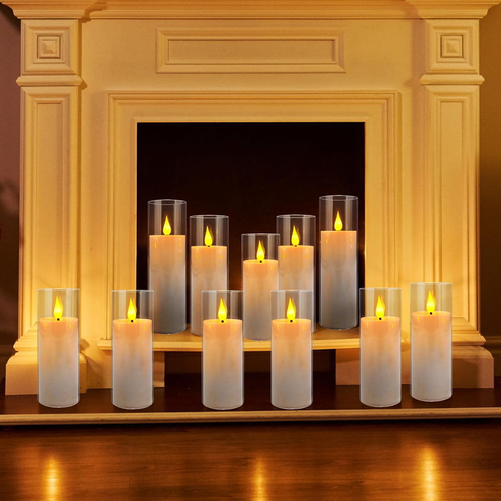 24 Pcs Acrylic LED Flameless Candles with 4 Remote, White, Flickering, Clear, Suitable for Wedding, Party, Home