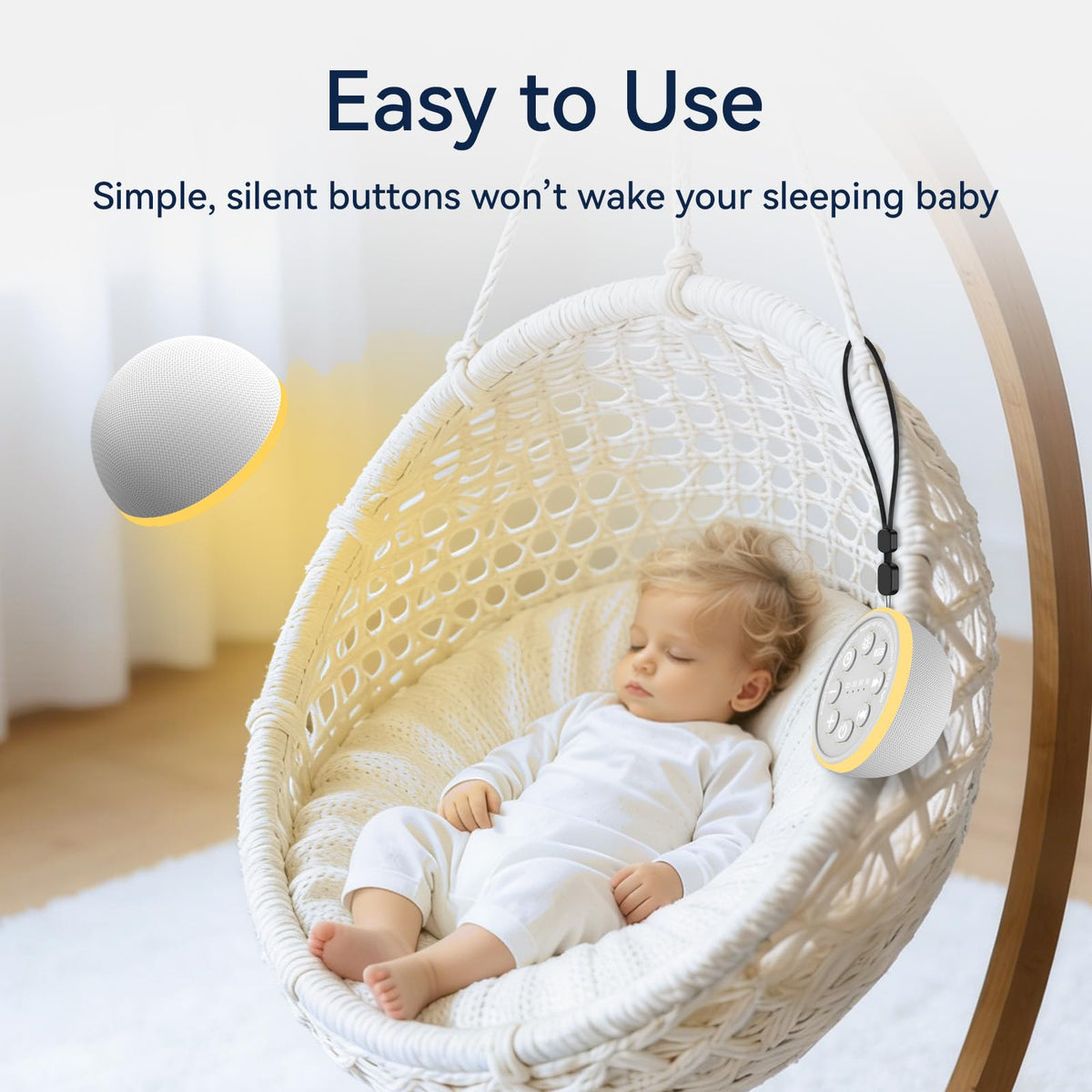 Portable Sound Machine Night Light White Noise Machine Mini Baby Shushing Sleep Machine 12 Night Lights 30 Sleeping