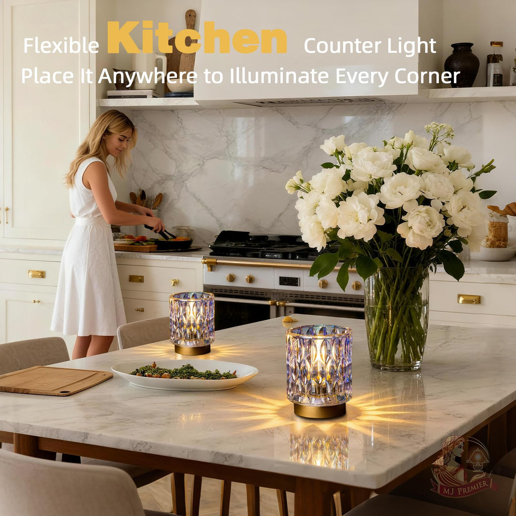 Battery Operated Table Lamp Timer, Small Cordless Lamps Decorative, 2 Pearl