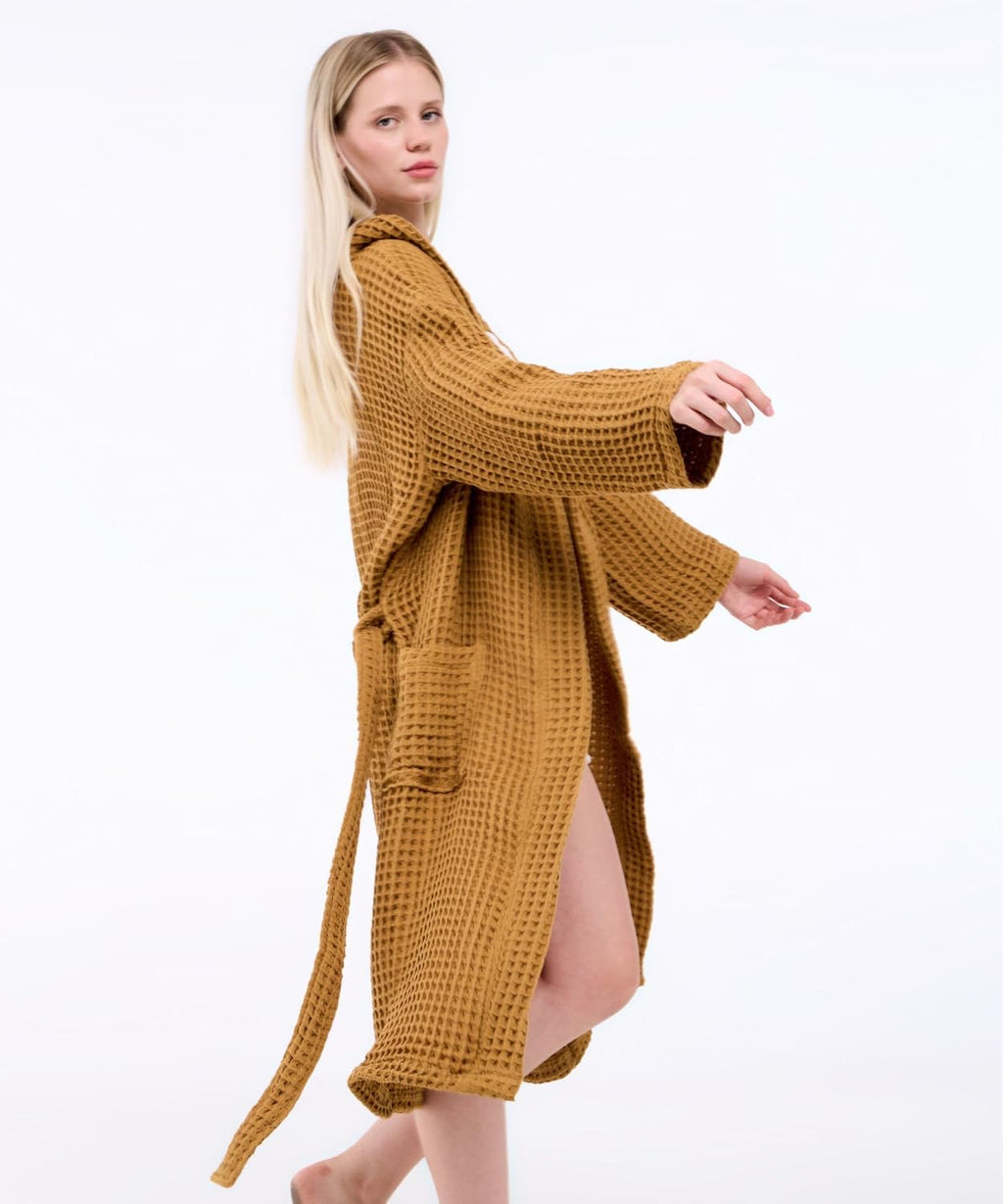 100% Turkish Cotton Waffle Bathrobe for Women