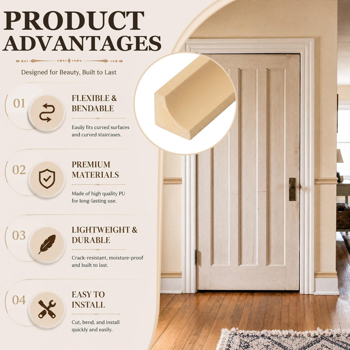 Flexible Cove Molding, 1/2" Thick x 1/2" Wide x 12 ft Long