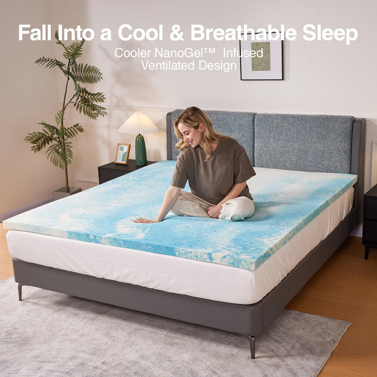 Mattress Topper Queen Size - 2 Inch Cooling Memory Foam Mattress Topper, Slow-Rebound Pressure Relief, Soft Comfort