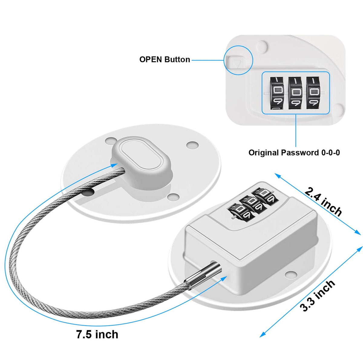 3 Pack Refrigerator Locks with Code, Child Cabinet and Drawer Locks