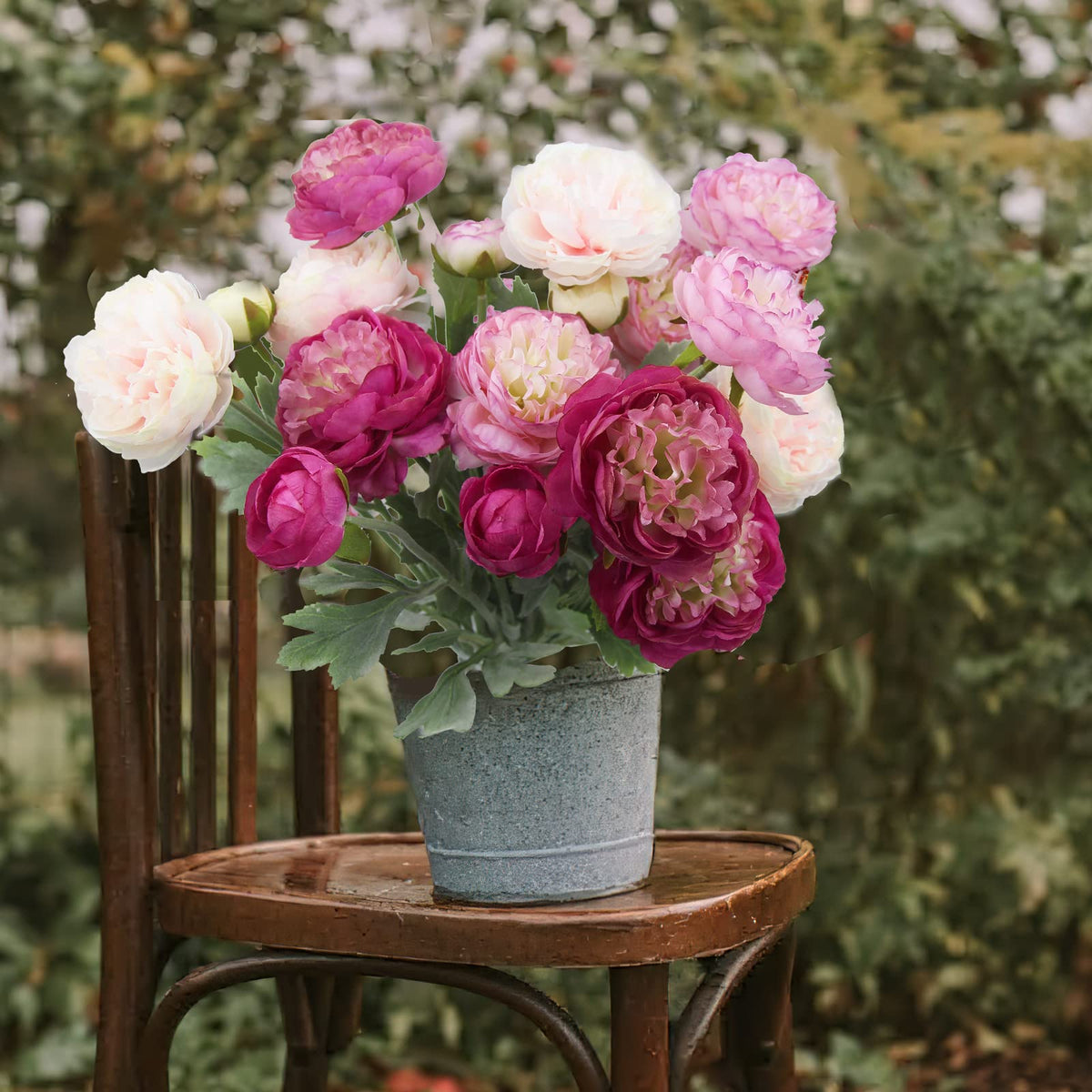 6 Pcs Artificial Flowers Silk Peony Rose Single Stem Artificial Ranunculus Flowers Faux Peony Bouquet Floral