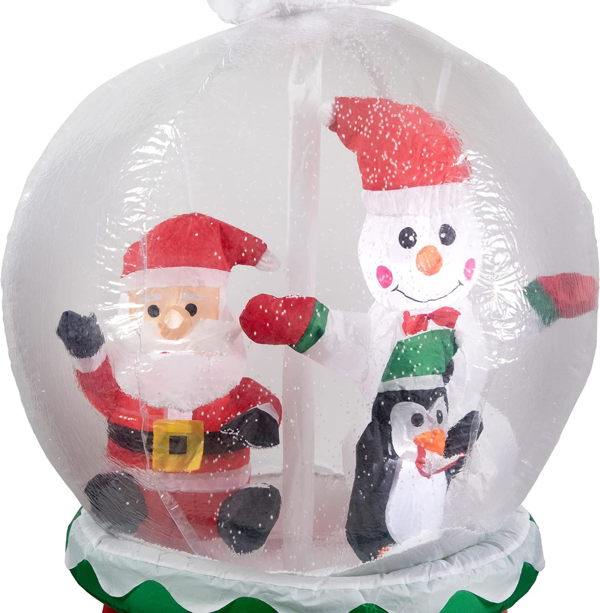 6.75ft Lighted Inflatable Santa and Friends Snow Globe Outdoor Christmas Decoration