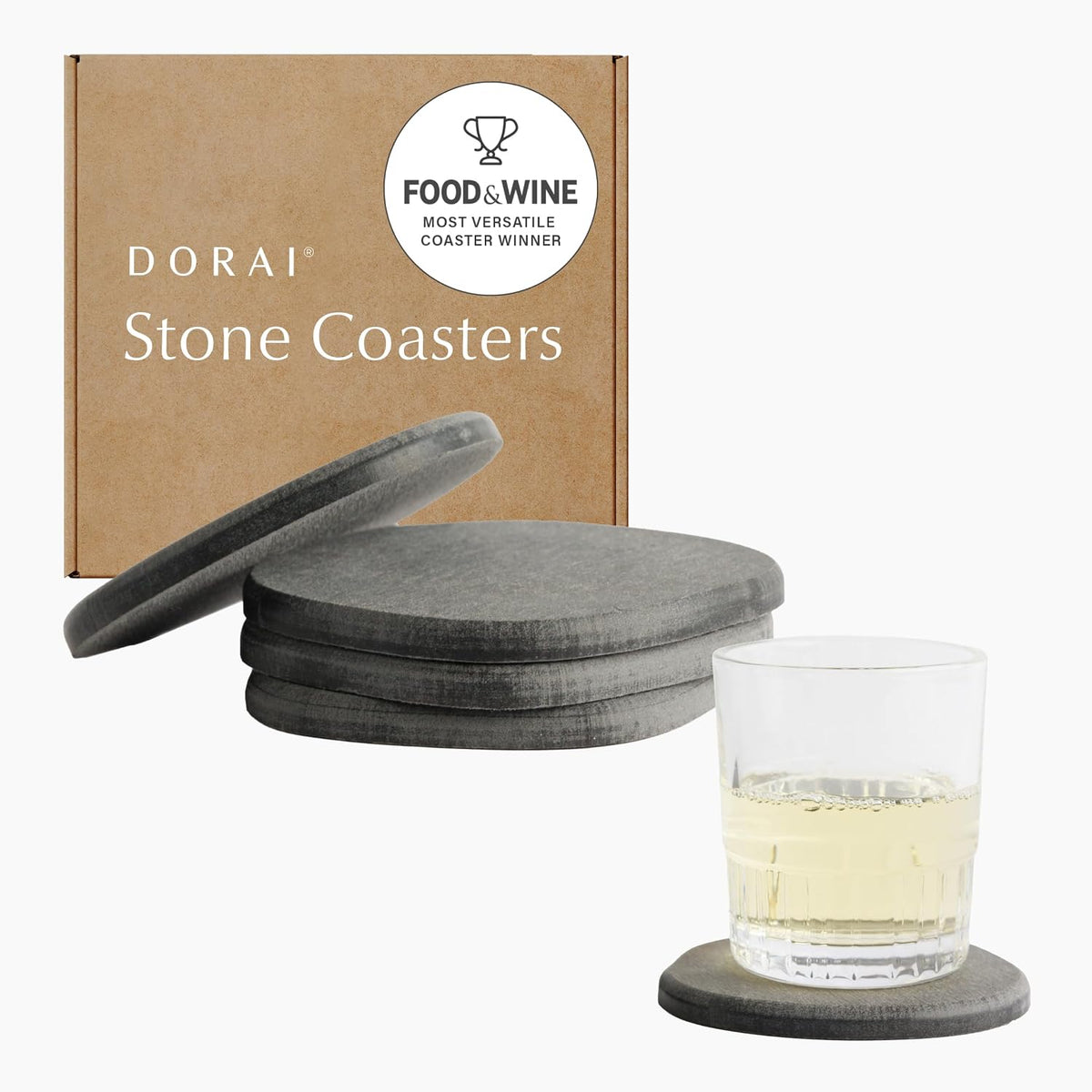 Home Stone Coasters Set - Diatomaceous Earth Water-Absorbing Drink Coaster for Coffee Table, Kitchen or Bar, Modern - Set of 4