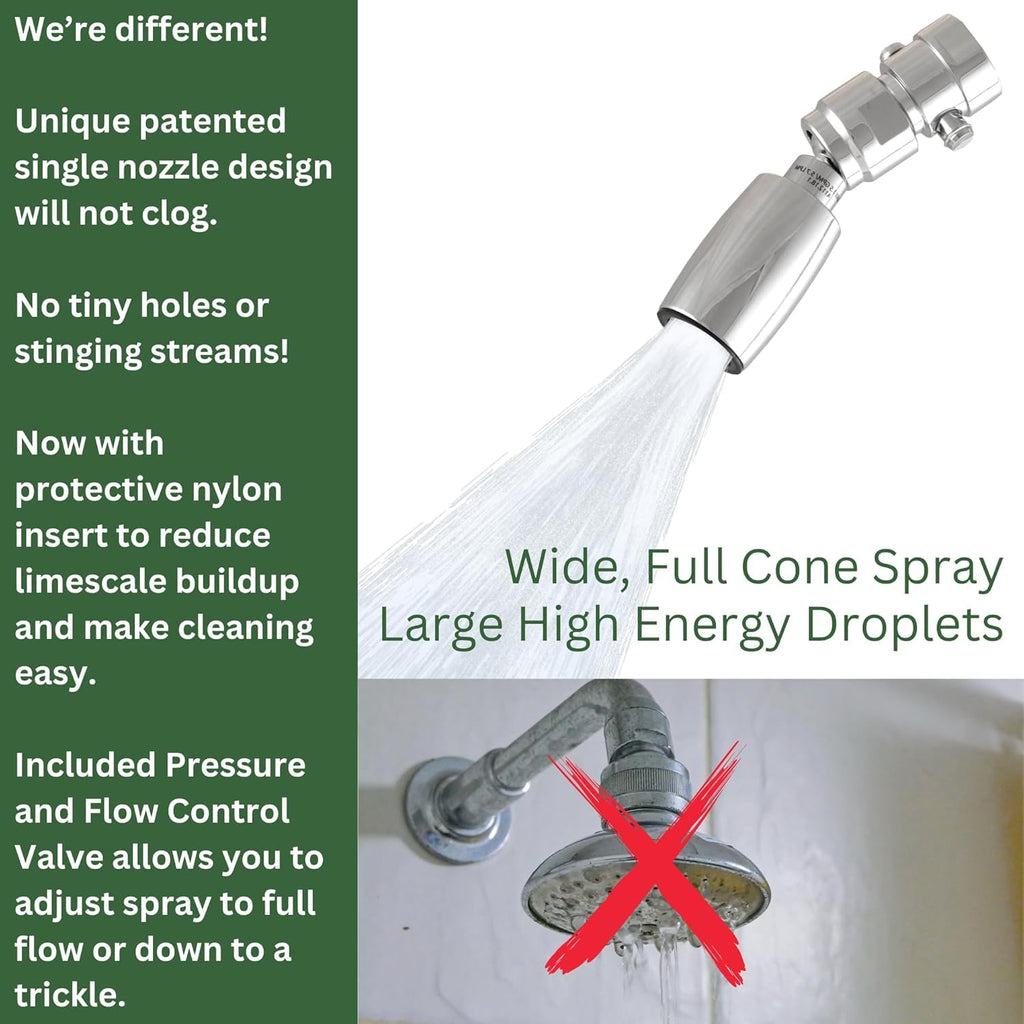 Sierra - CLASSICTM Solid Lead-Free Metal 1.5 GPM Award Winning. Ultra Low Flow Shower Head with Trickle Valve.