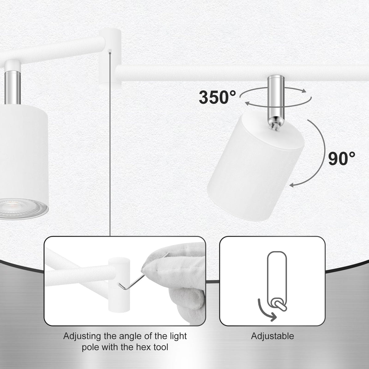 6 Light Track Lighting Fixtures Ceiling, Matte White Kichen Track Lighting Fixtures with Rotatable Light Heads