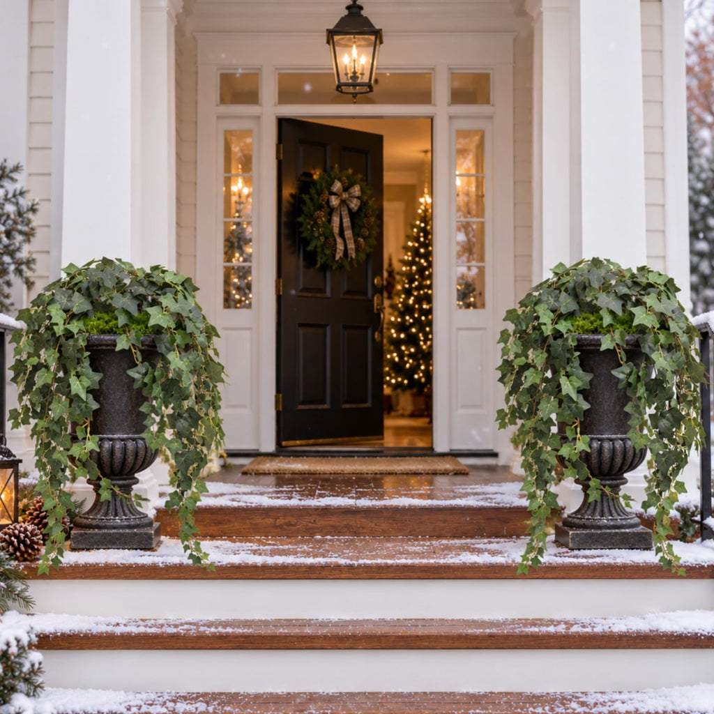 Artificial Ivy Plants Fake Hanging Vine Greenery for Winter Outdoor Planter