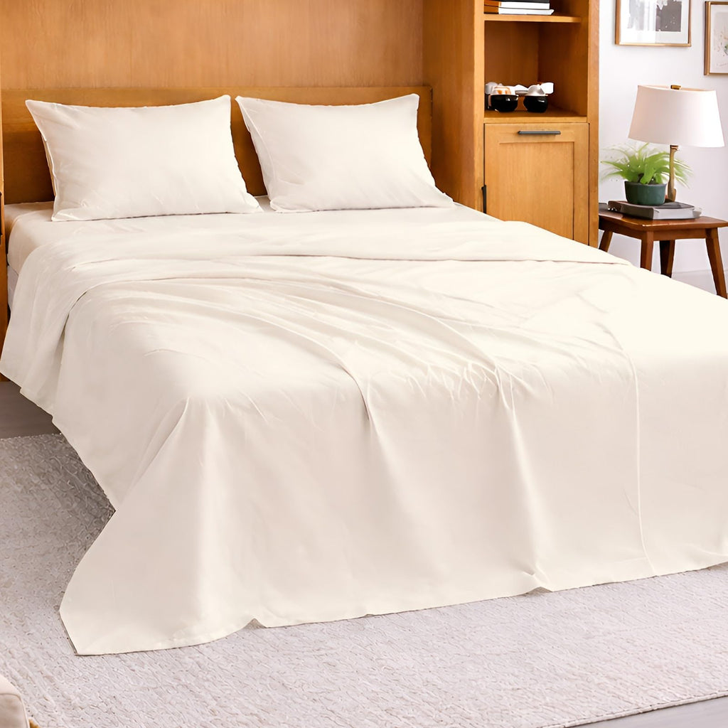 Murphy Bed Sheets - Luxury Bed Linen Set - 1800 Microfiber, Ivory, 4 Pc Set with Deep Pockets