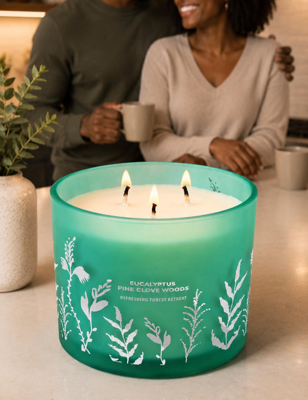 Eucalyptus Pine Clove Scented Candle, 3-Wick Soy Wax, Fresh Forest, 14.5 Oz
