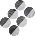 White & Grey Marble Coasters Round Handcrafted Stone Drink Coasters - Elegant Natural Marble - Set of 6