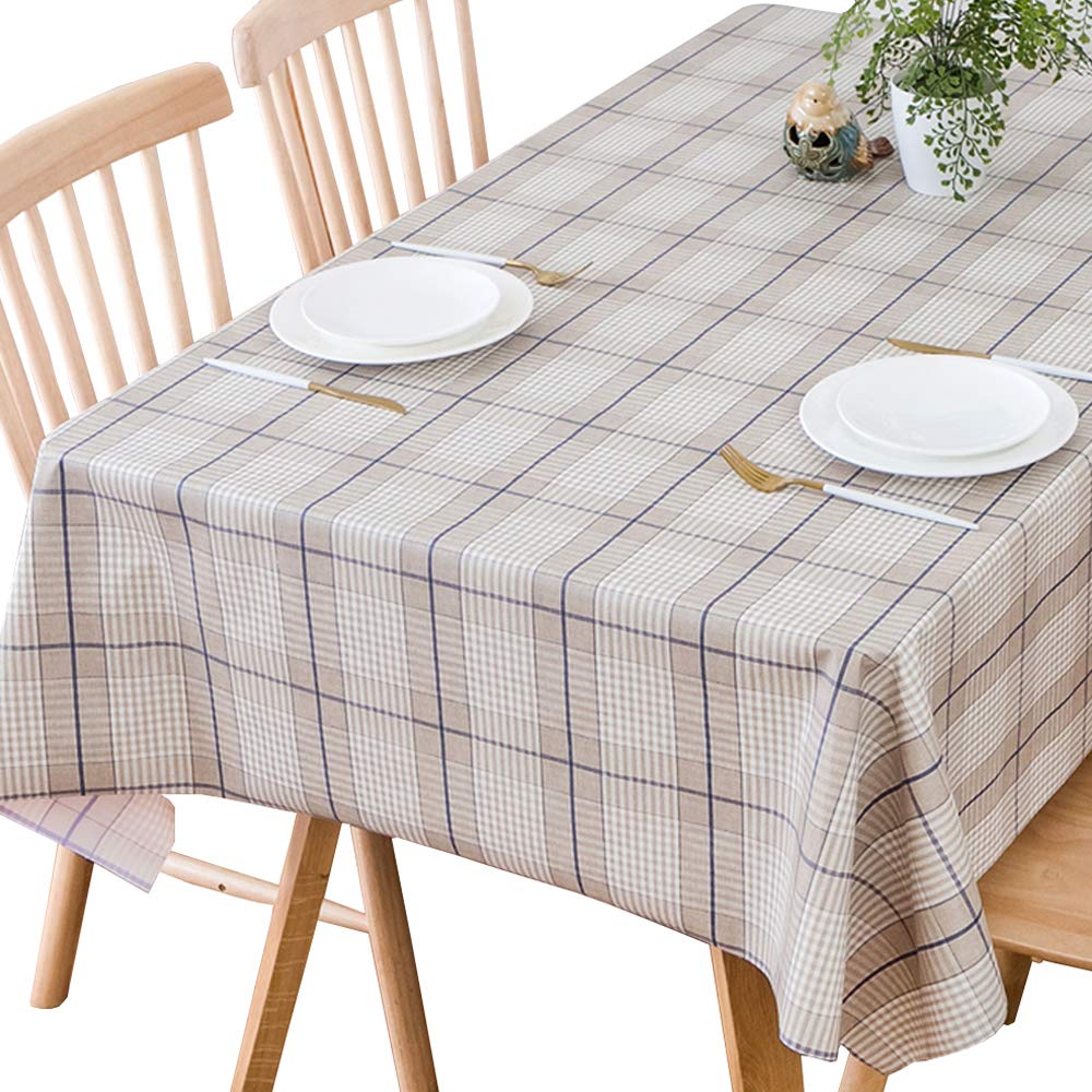 Heavy Duty Vinyl Table Cloth Dining Tables Wipe Clean PVC Tablecloth for Rectangle Table (54'' x 72'', Lattice-3)