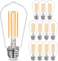 12 Pack ST58 Dimmable Vintage LED Edison Bulbs, 2700K Soft White