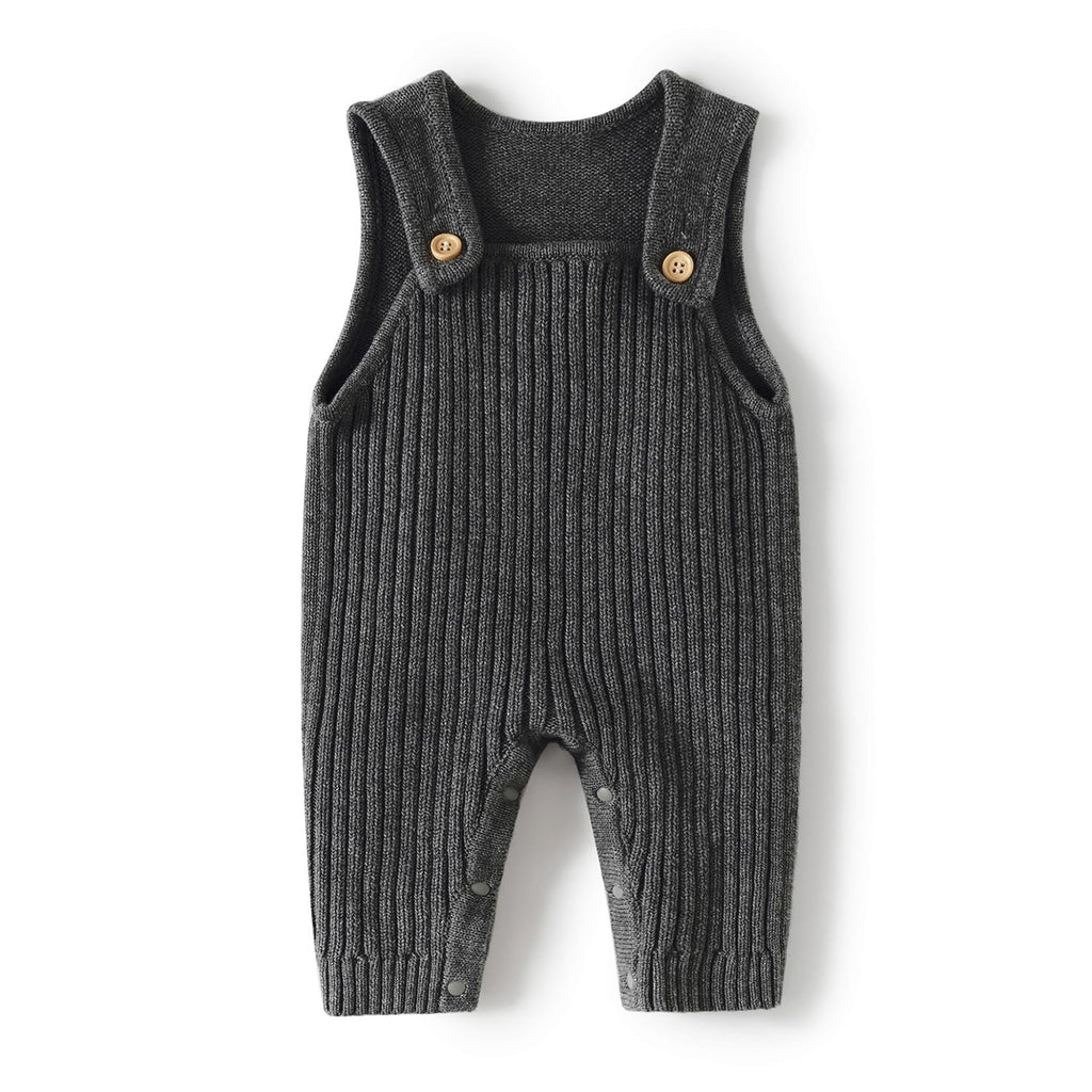 Baby Knitted Jumpsuit, Ribbed Sleeveless Romper for Infants and Toddlers, Gray