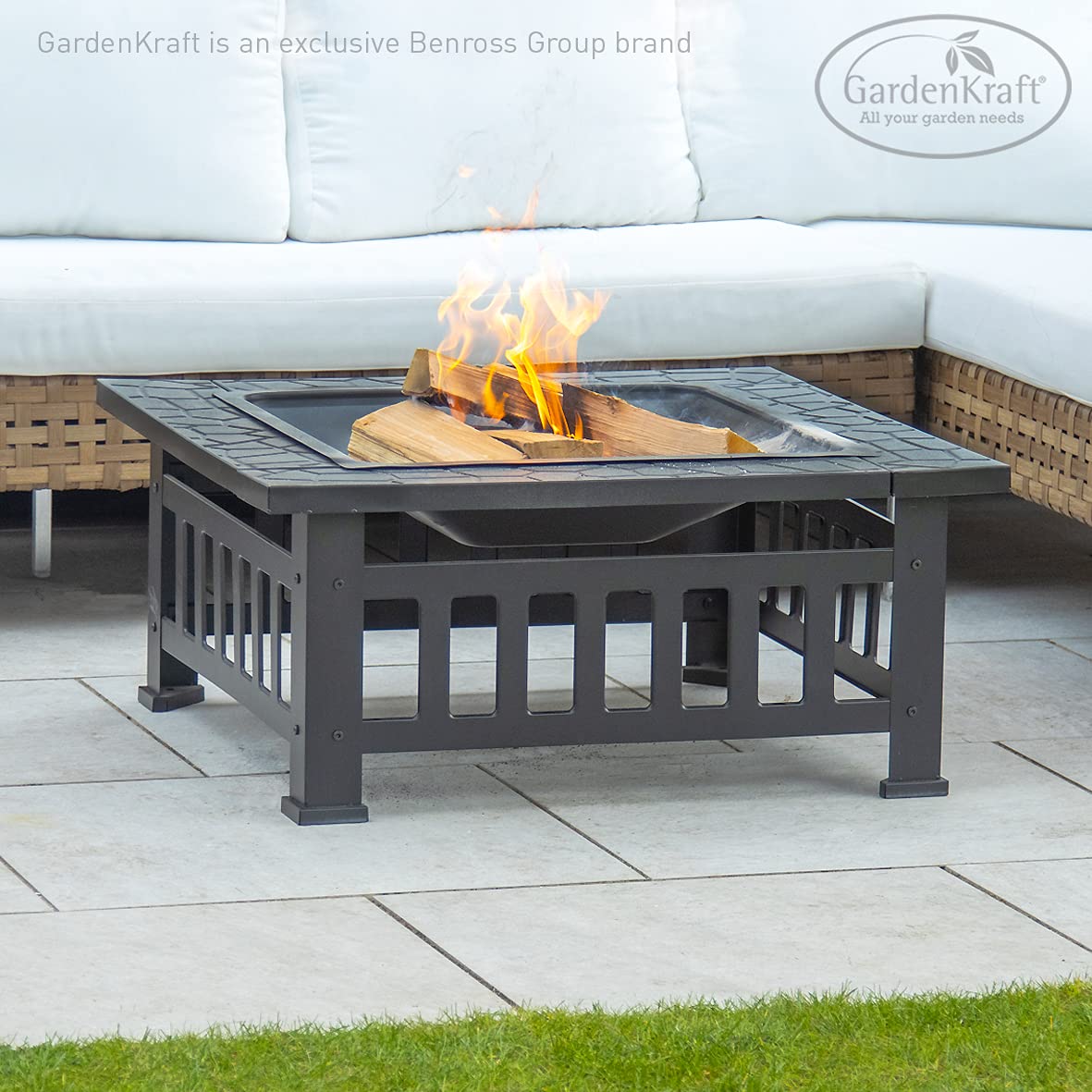 3 in 1 Outdoor BBQ, Firepit & Ice Bucket/Stylish Outdoor Heater With Table Space/Burn Logs Or Charcoal/Includes Mesh