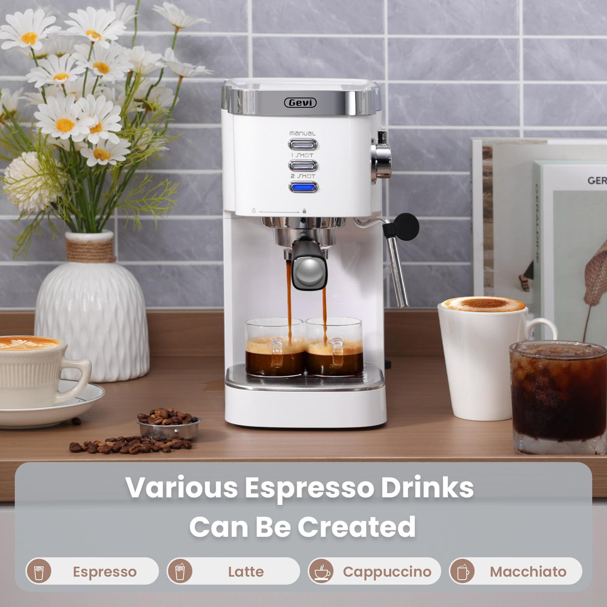20 Bar Compact Espresso Machine with Milk Frother for Latte&Cappuccino