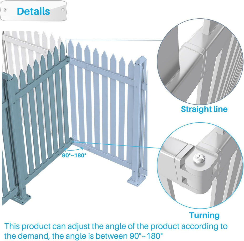 3 Sets Vinyl Picket Fence Panels 36" H x 84" W White PVC for Front Yard Porch Deck Pool Air Conditioner Safety Dog