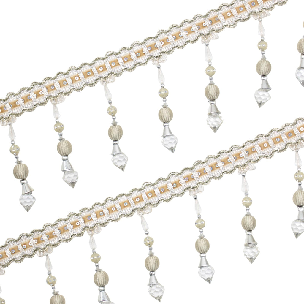 Multicolor Beaded Hanging Ball Tassel Fringe Trim Large Bead Sewing Trim Fringe for Curtain Tablecloth Home - 4 Yards
