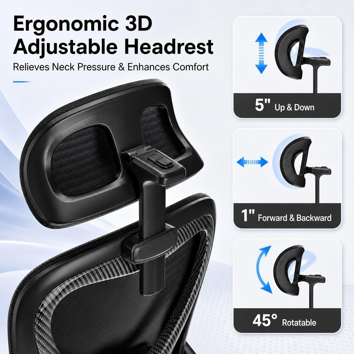 Home Office Desk Chairs, Ergonomic with Lumbar Support & 3D Headrest, Computer Desk Chair with Flip-up Armrests