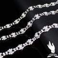 Pearl Trim Chain Rhinestone Silver String Crystal Applique Fringe Ribbon Strips Beads Sewing Dress DIY Party - 2 Yard