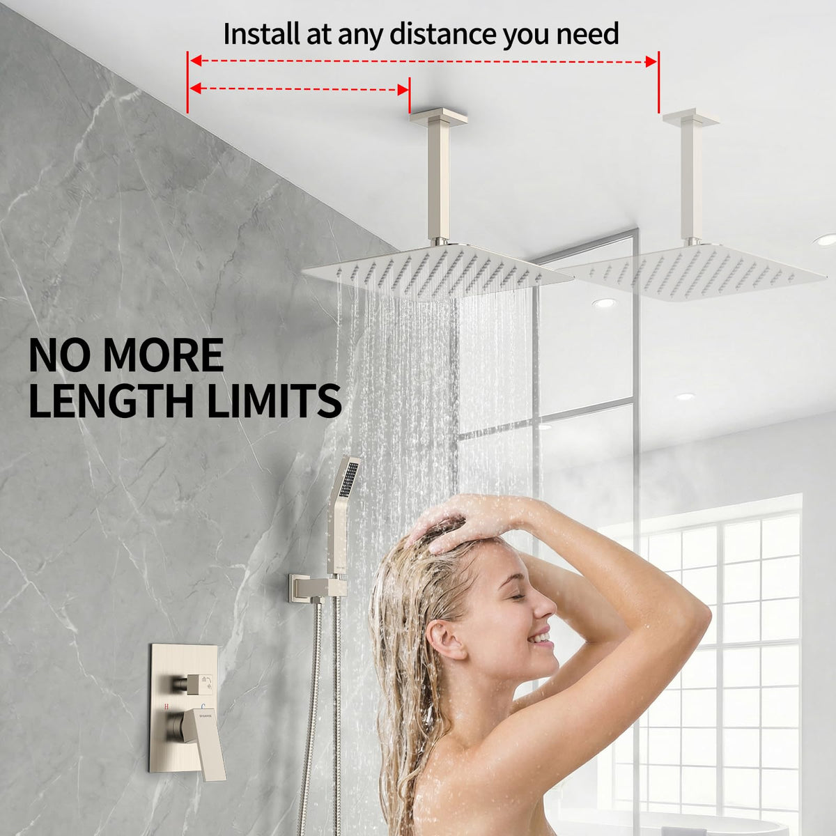 12 Inch Ceiling Mount Rain Shower System,Brushed Nickel