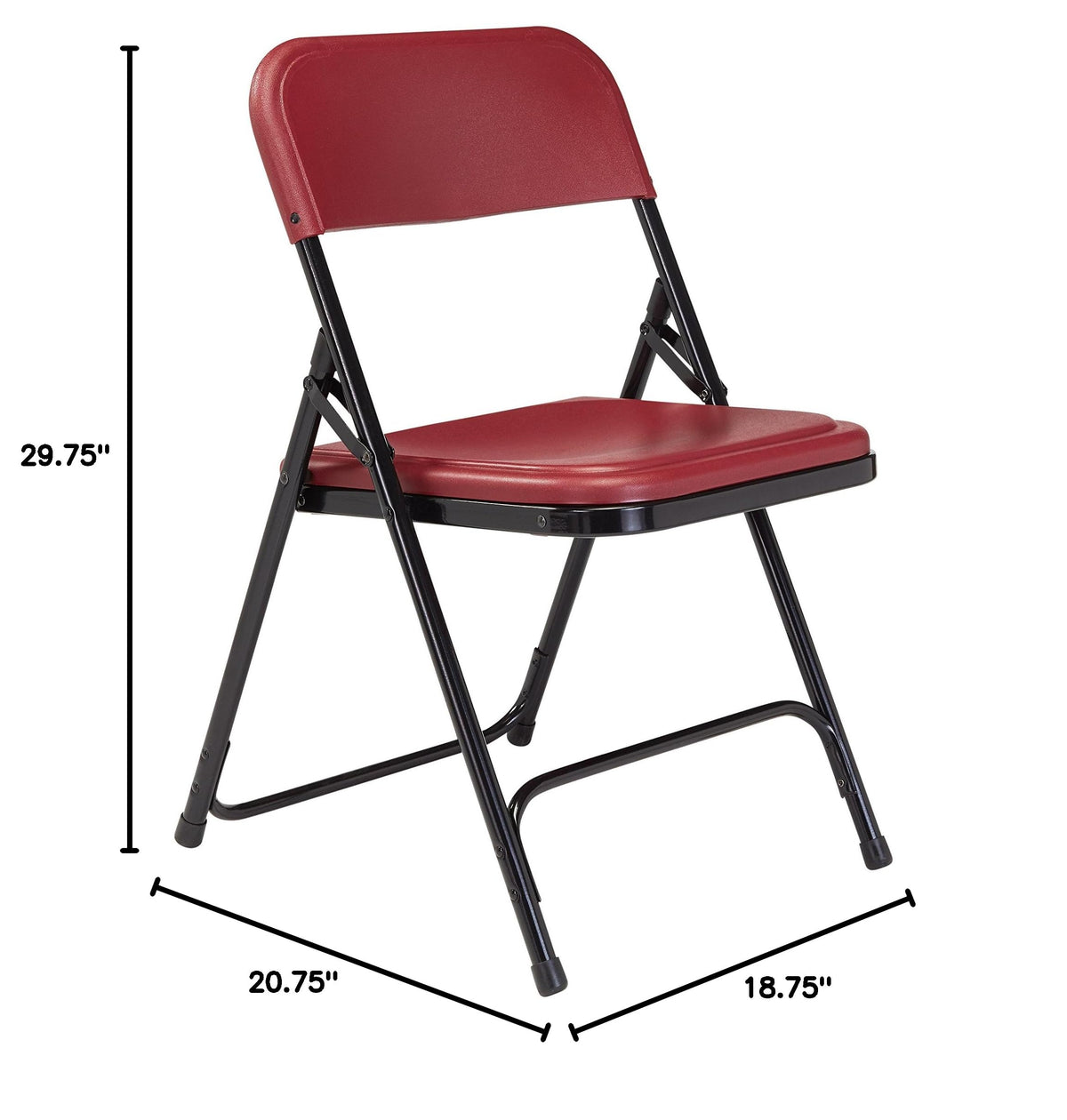 800 Series Steel Frame Premium Light Weight Plastic Seat and Back Stacking Folding Chair with Double Brace, 480 lbs