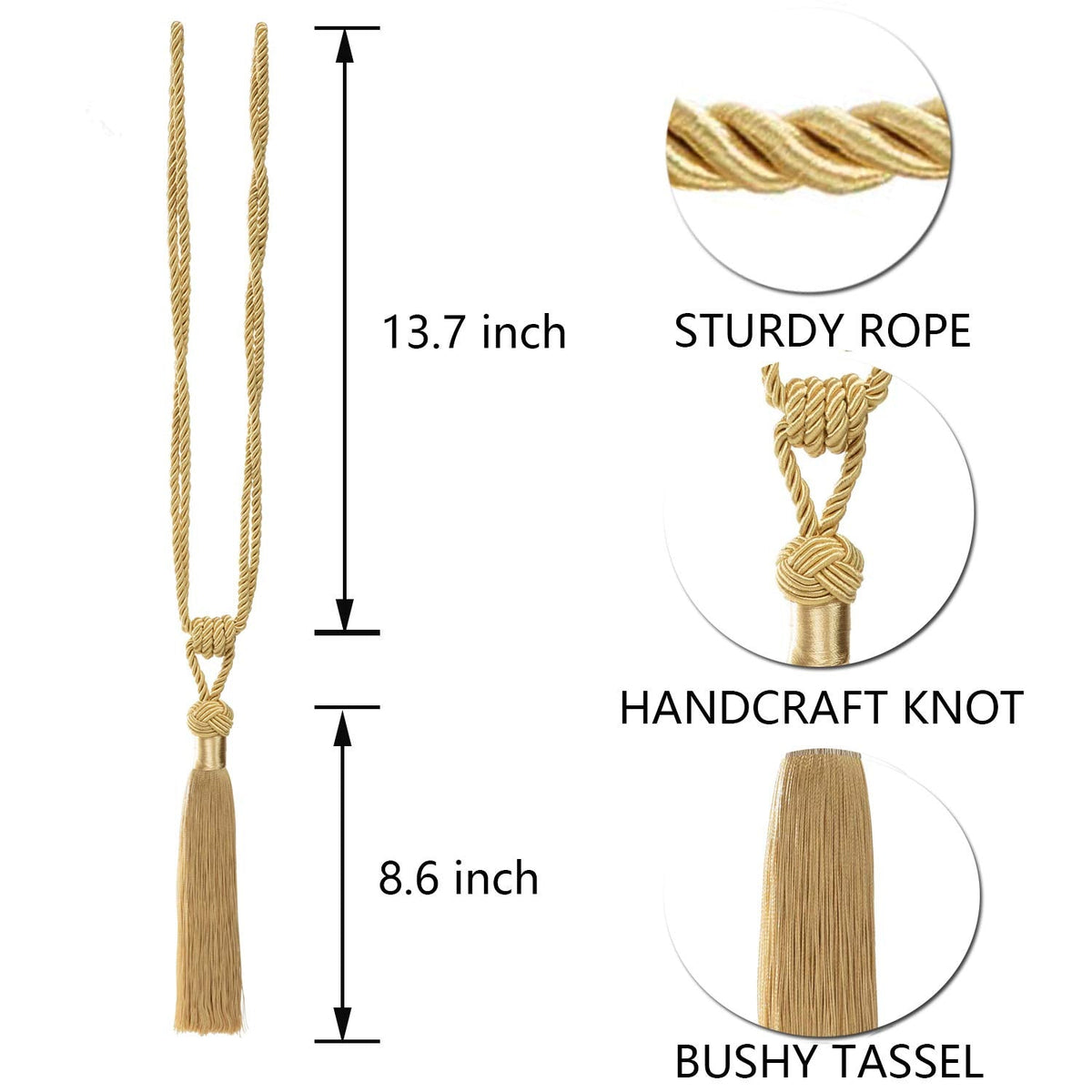 Curtain Tiebacks Hand-Woven Tassels Holdbacks - 2 Pack