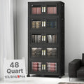 Stackable Storage Bins with Lids, Clear Doors, Large Storage Cabinet Foldable Collapsible Closet Organizers Dorm