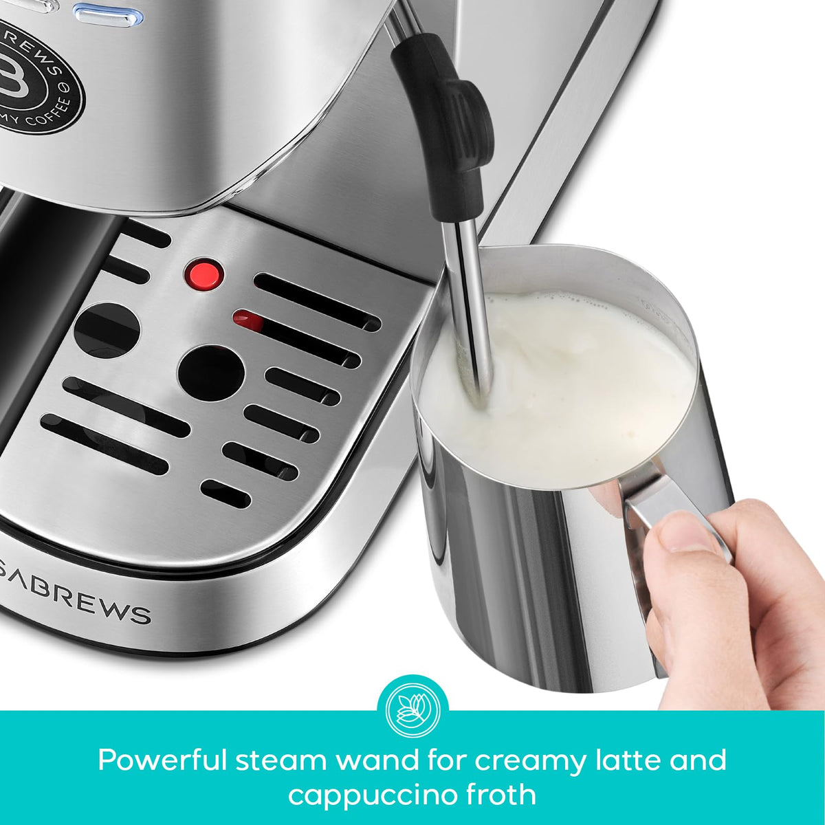 Stainless Steel Espresso Machine with Steam Wand
