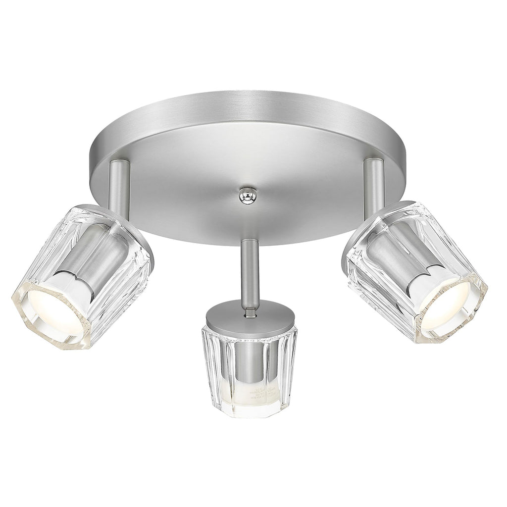 Round Ceiling Track Lighting with Crystal Glass, 3000K Bulb Included