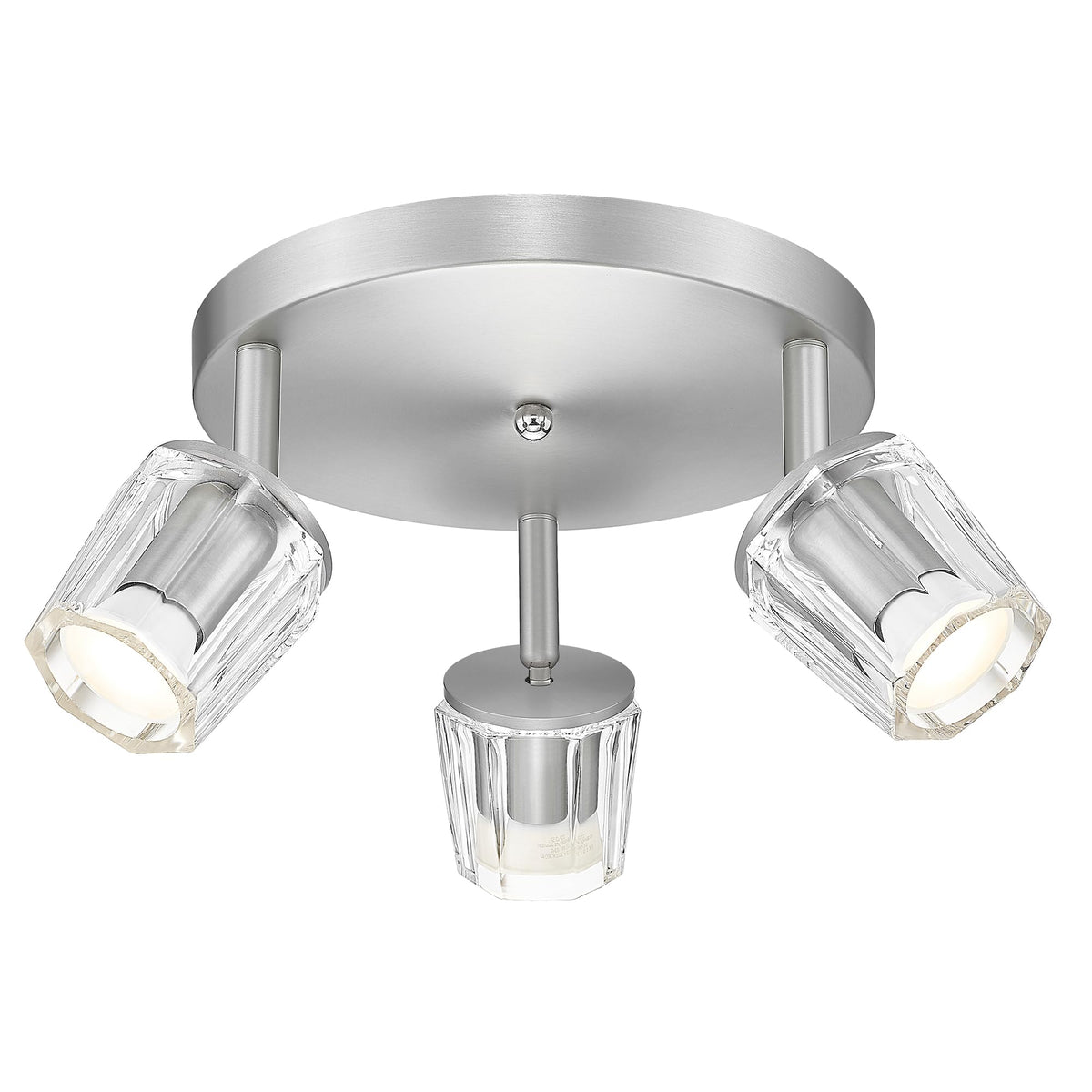 Round Ceiling Track Lighting with Crystal Glass, 3000K Bulb Included