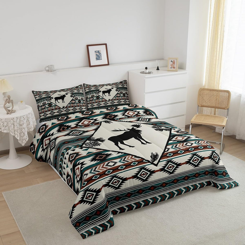 Rustic Moose Comforter Set Cabin Lodge Southwest