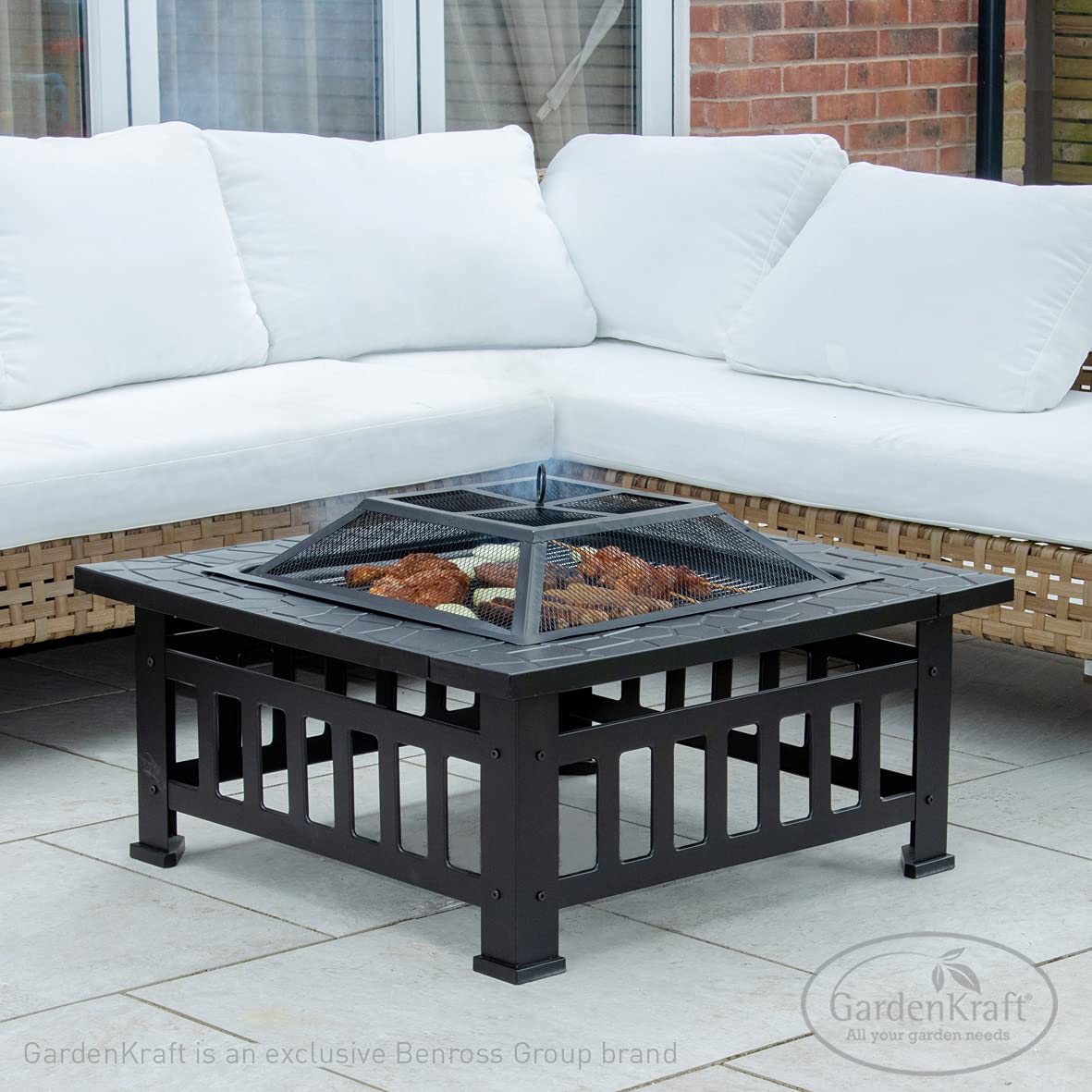 3 in 1 Outdoor BBQ, Firepit & Ice Bucket/Stylish Outdoor Heater With Table Space/Burn Logs Or Charcoal/Includes Mesh