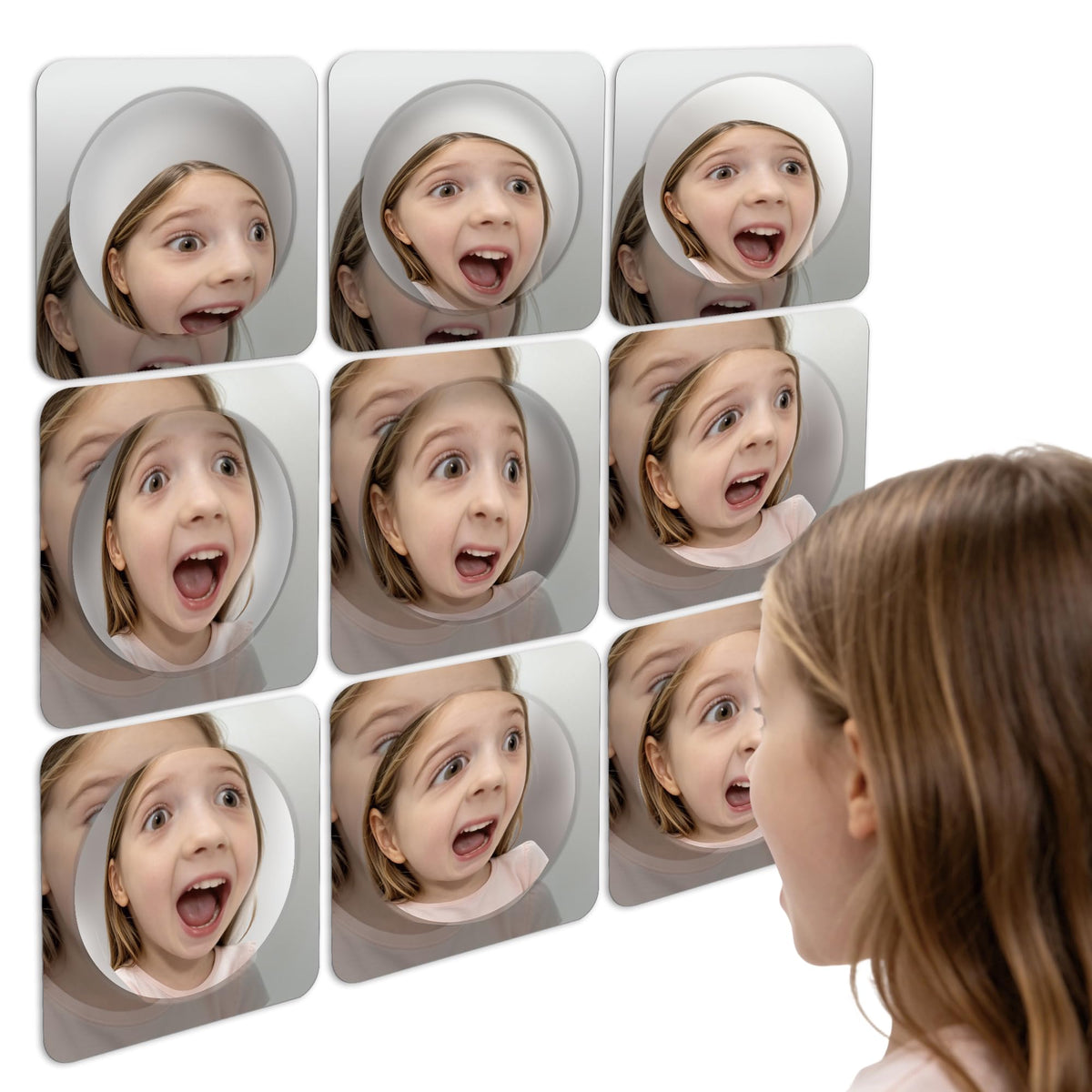 Acrylic Funny Mirror Set 9 Pack - Distortion Mirror for Party Games Photo Booth Props, Unbreakable Magic Mirror Decor