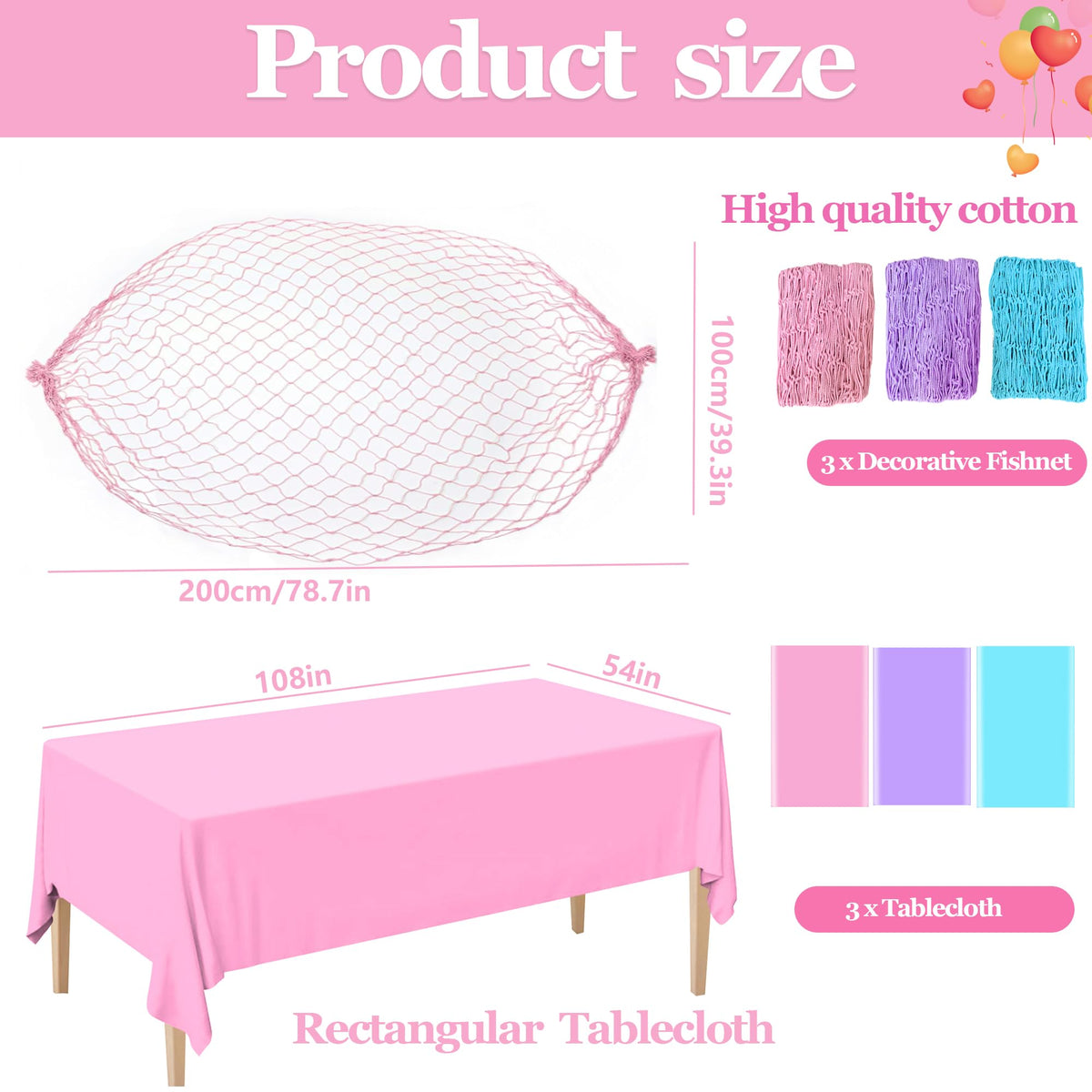 6 Pcs Fish Net Decorative and Tablecloth Set
