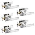 Polished Chrome Bed/Bath Levers Square Privacy Locks 5 Pack